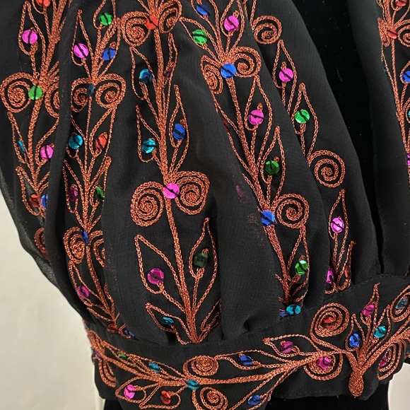 Boho gypsy black Belly Dance sequin halter top - Picture 3 of 8